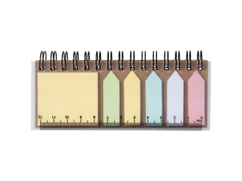 Spinner notitieboek met gekleurde sticky notes