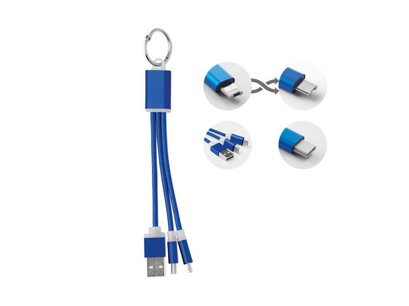 Sleutelhanger met oplaadkabel blauw