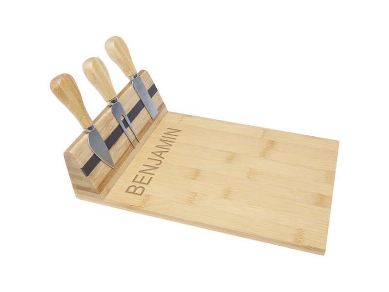 Mancheg magnetische kaasplank van bamboe en bestek Mancheg magnetische kaasplank van bamboe en bestek