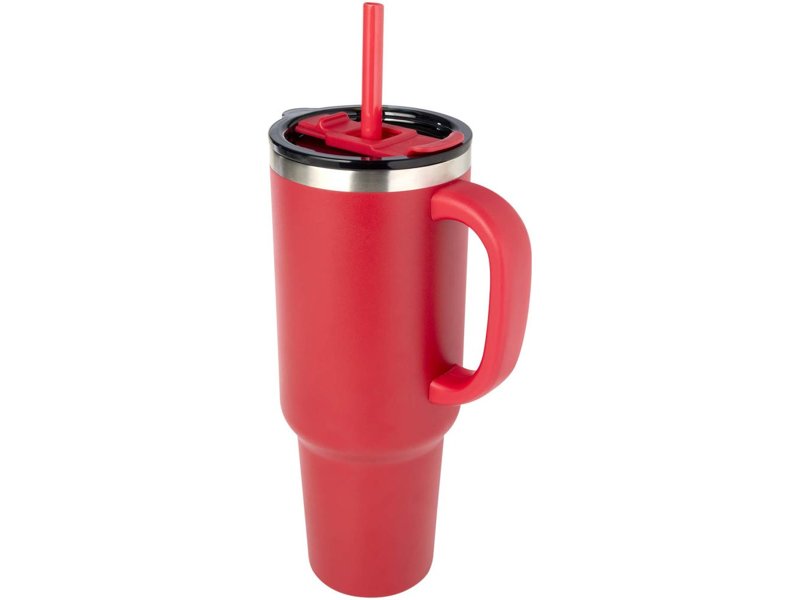 Sydney 1200 ml dubbelwandige RCS-gecertificeerde koperen vacuüm geïsoleerde beker met rietje