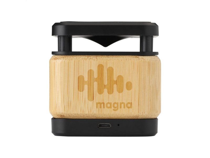 Bamboo Block Speaker met draadloze oplader bedrukken | Jouw relatiegeschenk & promotieartikel