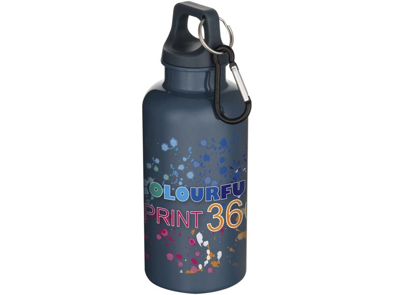 Oregon 400 ml effen waterfles van RCS gecertificeerd gerecycled plastic met karabijnhaak Oregon 400 ml effen waterfles van RCS gecertificeerd gerecycled plastic met karabijnhaak