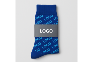 Sokken met gepersonaliseerde kopkaart bedrukt met logo en design