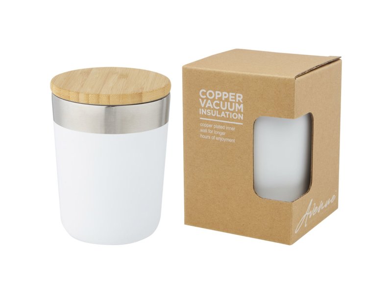 Lagan koperen vacuüm geïsoleerde roestvrijstalen beker van 330 ml met bamboe deksel