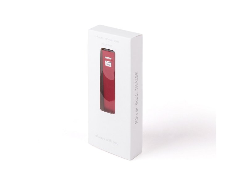 Originele THAZER Power Bank 2.200 mAh bedrukt met logo zakelijk promotieartikel
