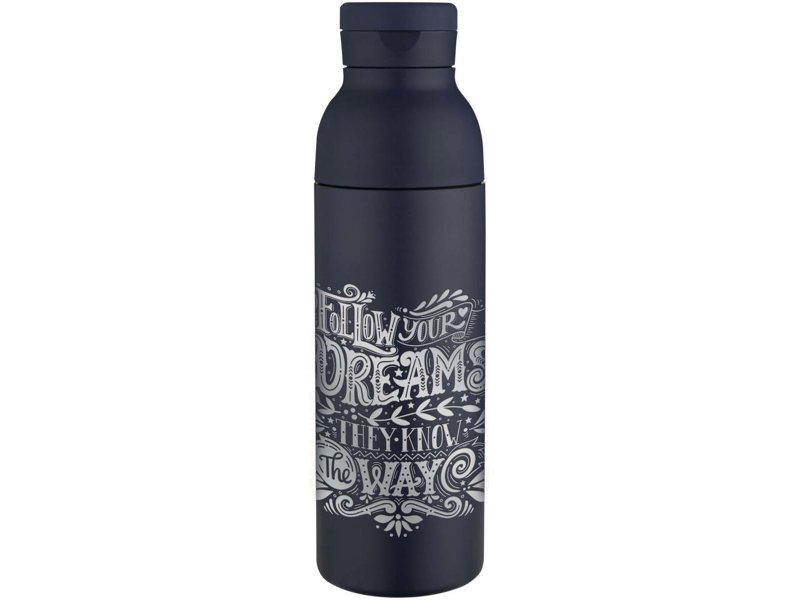 Illuminate 650 ml RCS gerecyclede dubbelwandige roestvrijstalen waterfles met 3-delige dekselset