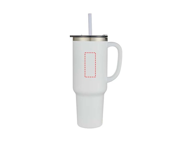 Sydney 1200 ml dubbelwandige RCS-gecertificeerde koperen vacuüm geïsoleerde beker met rietje