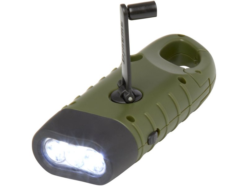 Helios zaklamp met zonnedynamo van gerecycled plastic met karabijnhaak Helios zaklamp met zonnedynamo van gerecycled plastic met karabijnhaak