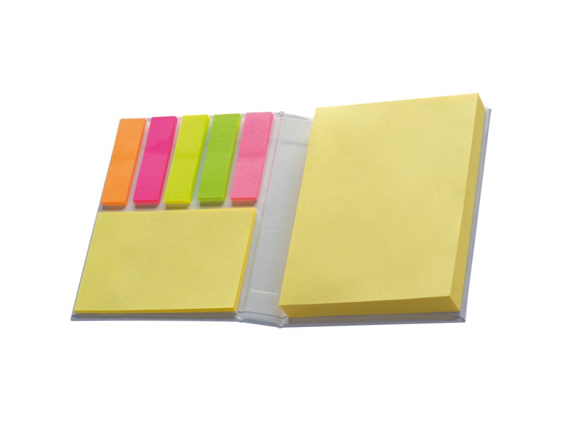 Binnenzijde Notitieblokje Palma met blanco vellen en markeerstickers