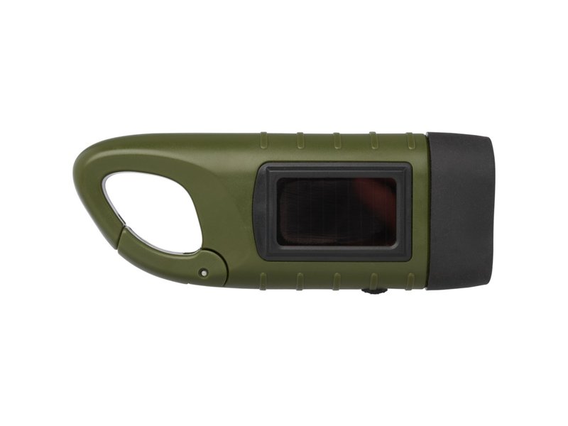 Helios zaklamp met zonnedynamo van gerecycled plastic met karabijnhaak Helios zaklamp met zonnedynamo van gerecycled plastic met karabijnhaak