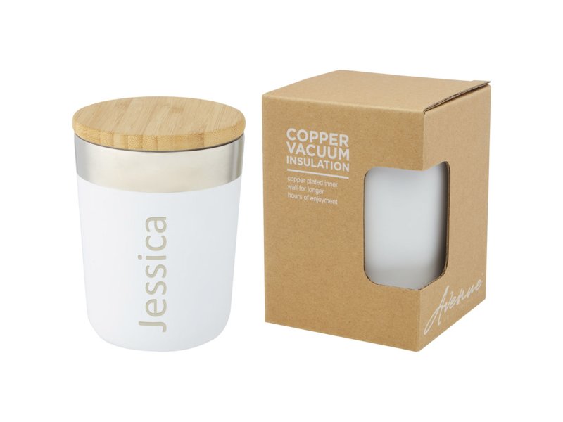 Lagan koperen vacuüm geïsoleerde roestvrijstalen beker van 330 ml met bamboe deksel