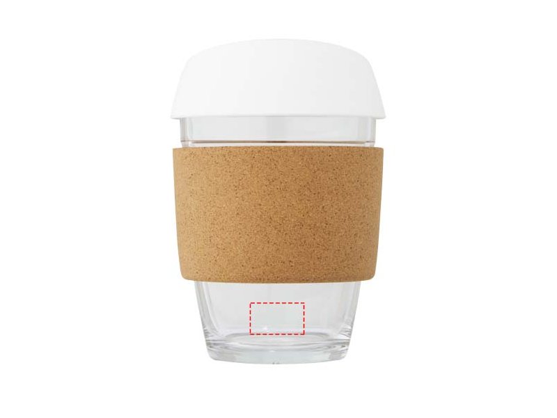 Lidan borosilicaat glazen beker van 360 ml met kurken grip en siliconen deksel