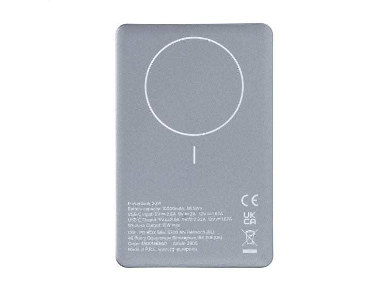 Wireless RCS Recycled Alu Magsafe Powerbank 10000