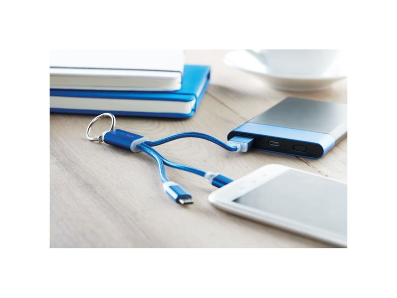 Sleutelhanger met oplaadkabel blauw
