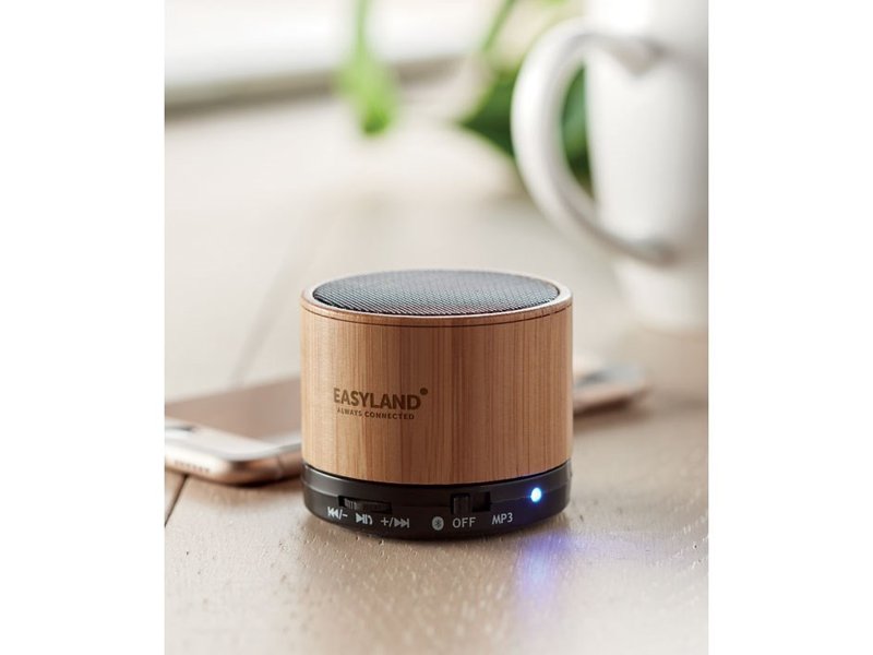 Round Bamboo speaker bedrukken | Jouw relatiegeschenk & promotieartikel