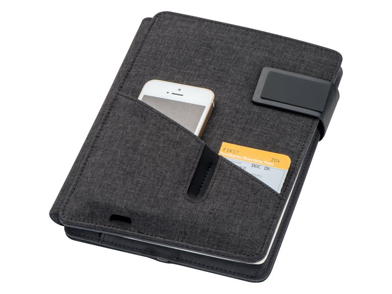 Powerbank map Leno met logo, geleverd als technisch en representatief relatiegeschenk