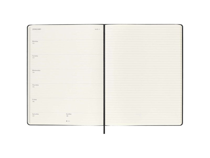 Moleskine week-agenda voor 12 maanden met harde kaft XL Moleskine week-agenda voor 12 maanden met harde kaft XL