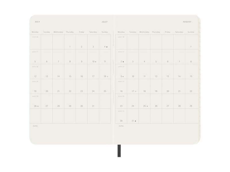 Moleskine pocket week-agenda voor 12 maanden met zachte kaft