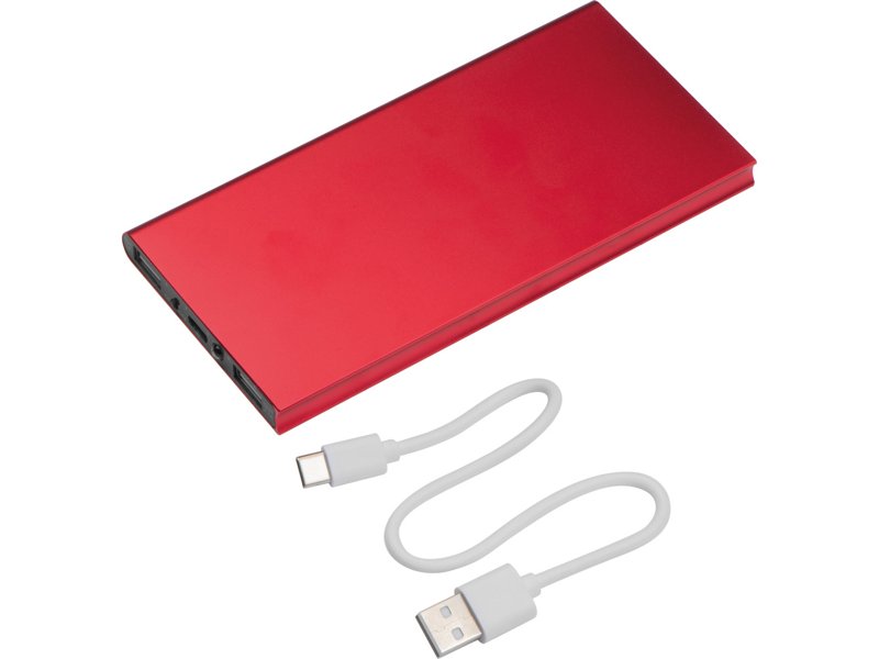 Handige Wolfsberg powerbank 8.000 mAh bedrukt met logo ideaal relatiegeschenk